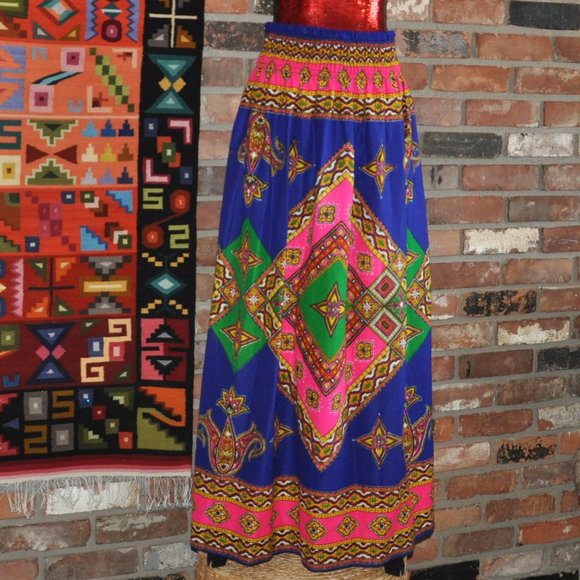 unbranded Dresses & Skirts - Vintage Bright Multi Color Boho Hippie SUMMER Long Maxi Skirt Festival M-L